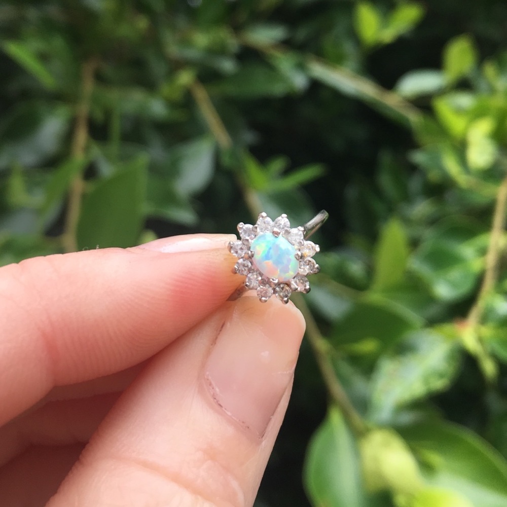 Delicate opal ring .925 sterling silver (size 6)